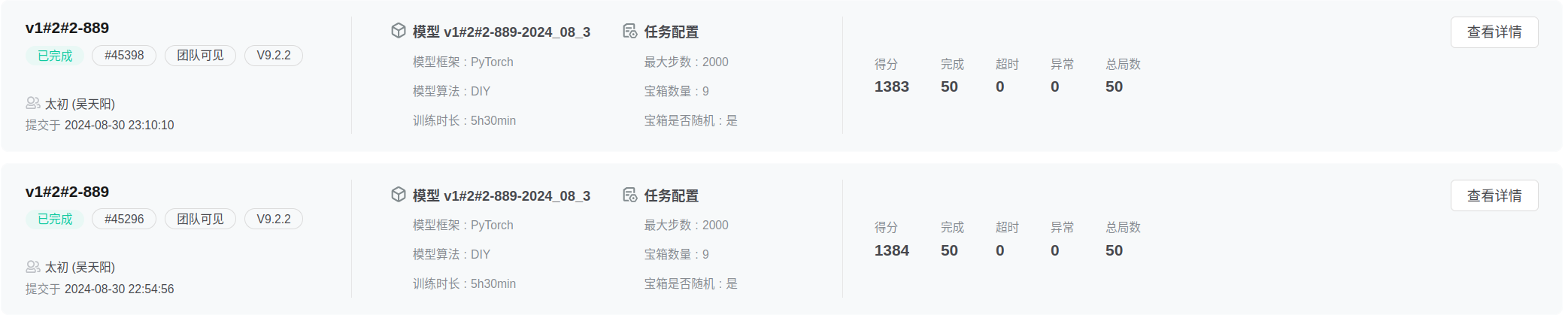 自测v1.2.2部分结果(没用1.2.2因为出现了5次测试中出现了一次1381的均分)